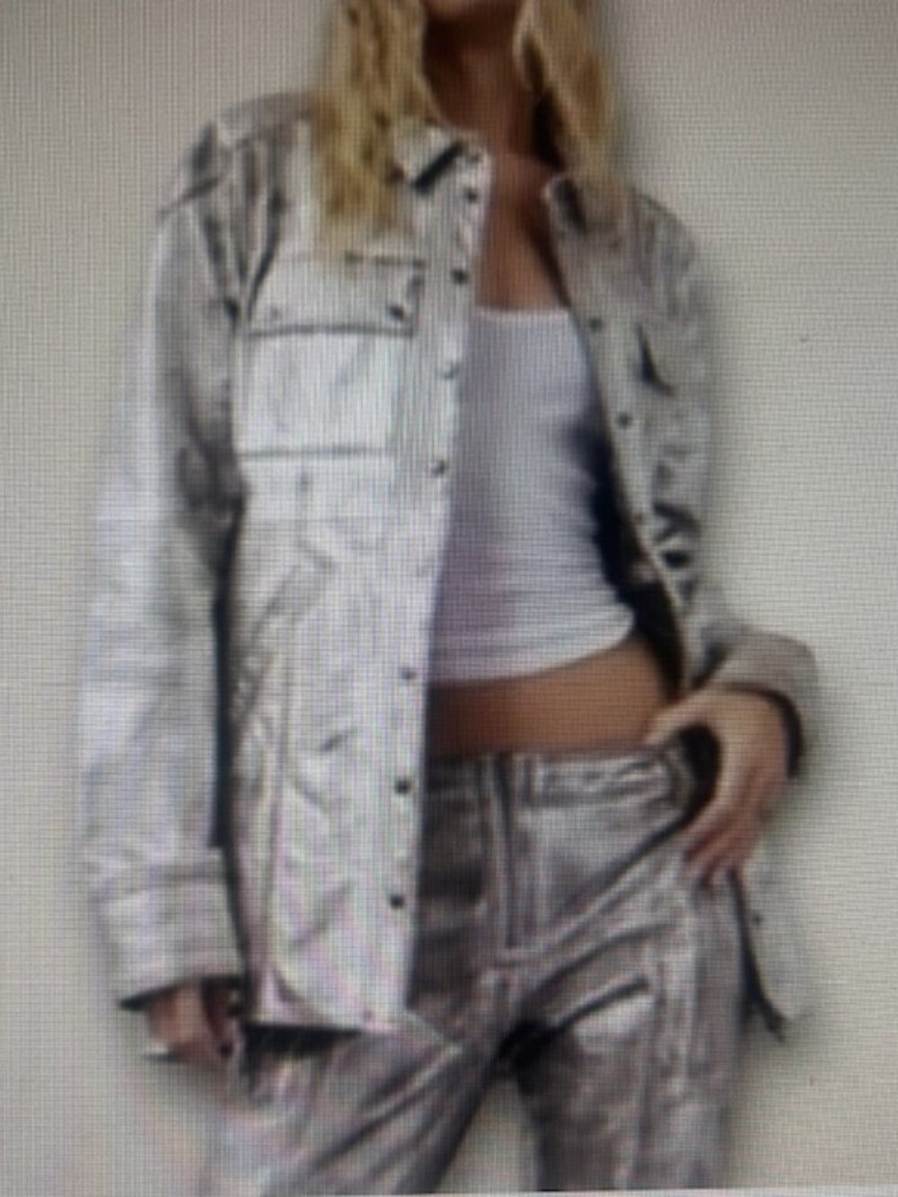 Nicholas K for Free People Shiny Metallic Distress Leather Zip Seth Shirt NEW